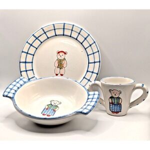 Starbucks‎ Italy Teddy Bear Child Dinnerware Set Plate Bowl Double Handle Mug